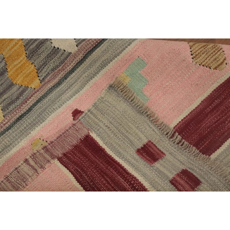 Hand Woven Oriental 100% Wool Carpet Southwestern Tribal Multi-Colored Kilim Area Rug - 8' 4'' X 5' 1''