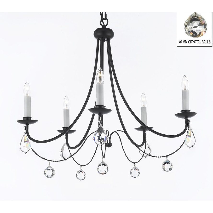 Empress Crystal Wrought Iron Chandelier Lighting H22.5 x W26 - Chandeliers For Bedrooms by Overstock.com