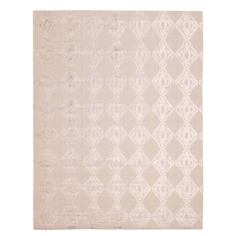 ECARPETGALLERY Hand Loomed Elysian Light Grey Viscose, Wool Rug - 8'1 x 10'3