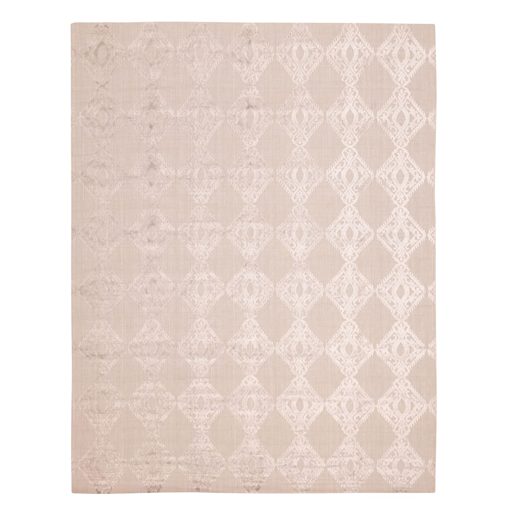 ECARPETGALLERY Hand Loomed Elysian Light Grey Viscose, Wool Rug - 8'1 x 10'3