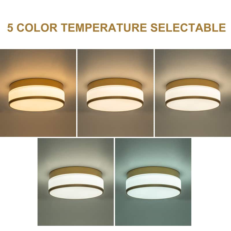 Selectable LED Flush Mount Ceiling Light with Frosted Glass