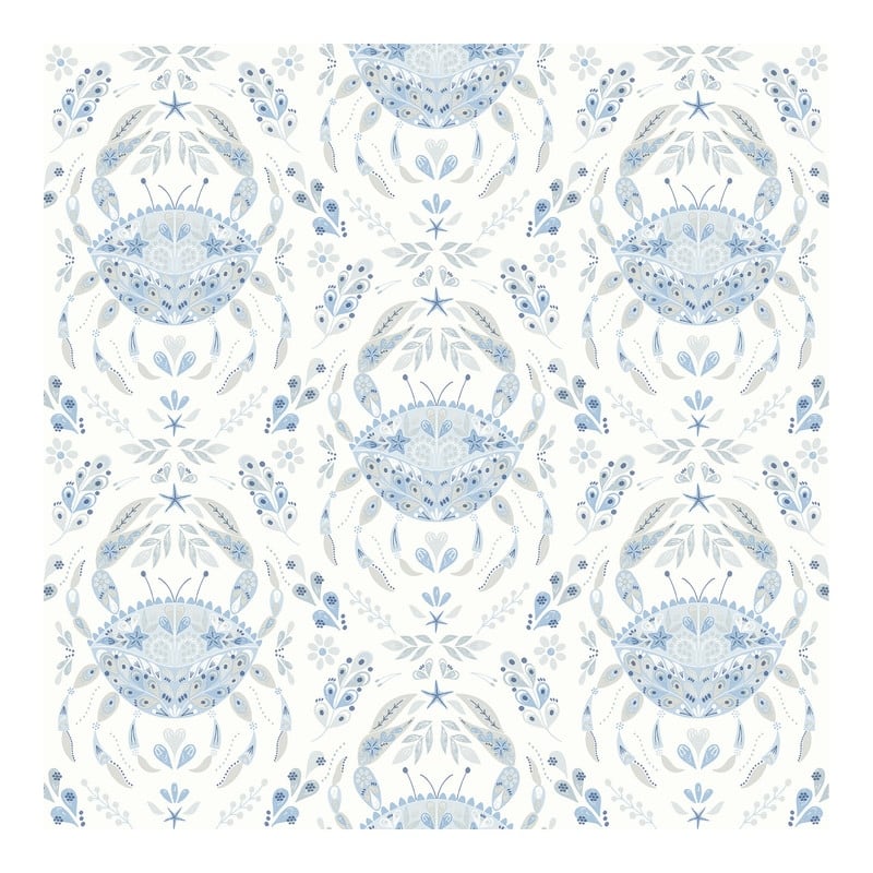 Chesapeake Annapolis Light Blue Crustacean Wallpaper - 20.5 x 396 x 0.025