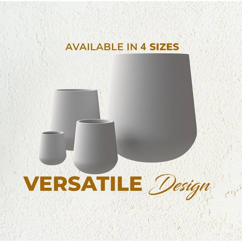 Orchid Stylish Tapered Round Fiberstone MGO Planter, Weatherproof Indoor Outdoor Decorative Plant Pot with Built-In Drainage