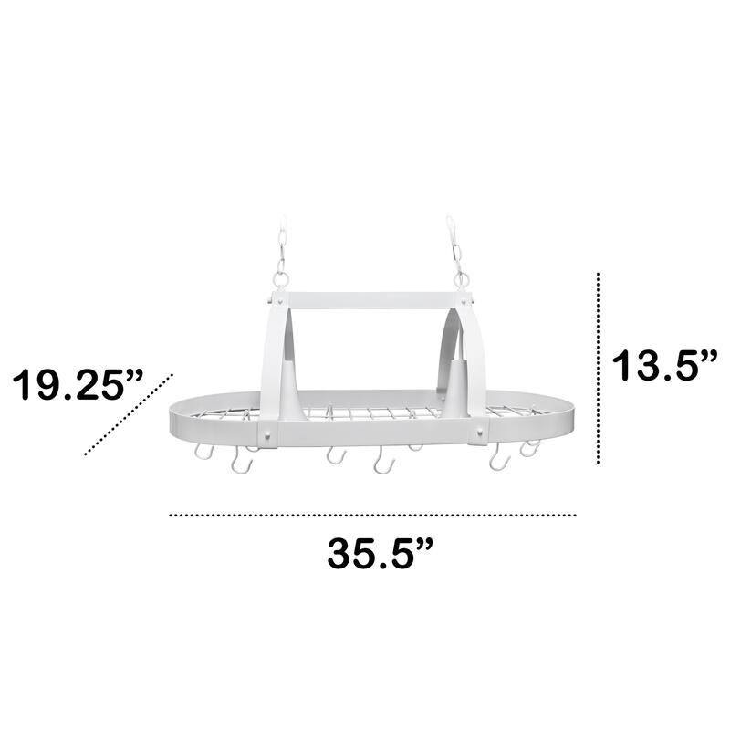 2-Light Metal Hanging Pot Rack Ceiling Light - 35.5" - White