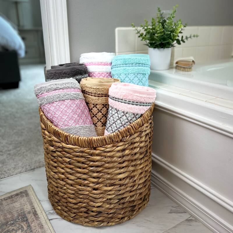 KAFTHAN Textile Multicolor Plaid Turkish Cotton Face/Hand/Hair Bath Towels (Set of 6) - 30"L x 18"W x 0.5"H