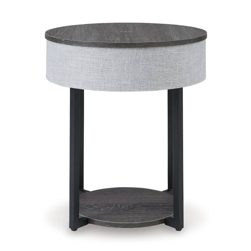 Seme Accent Table, Wireless Charging, Built In Speakers, 18 Inch, Gray