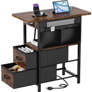 Compact Charging Side Table with USB Ports and Power Outlets for ...