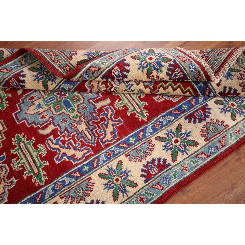 Kazak Foyer Rug Hand-Knotted Traditional Red Wool Carpet - 3'2" x 5'3"