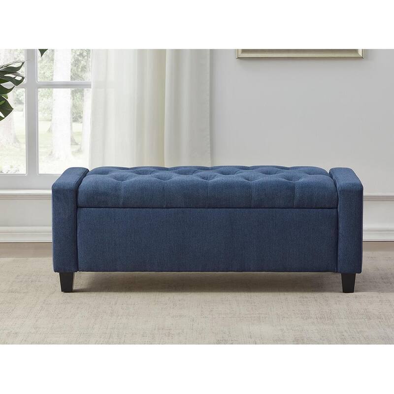 HUIMO Modern Upholstered Flip-Top Storage Ottoman