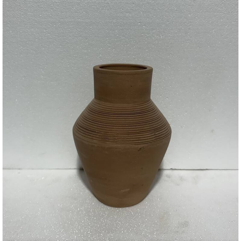 Terracotta Vase Natural Black H 8.7" & Dia 6.1" - Black