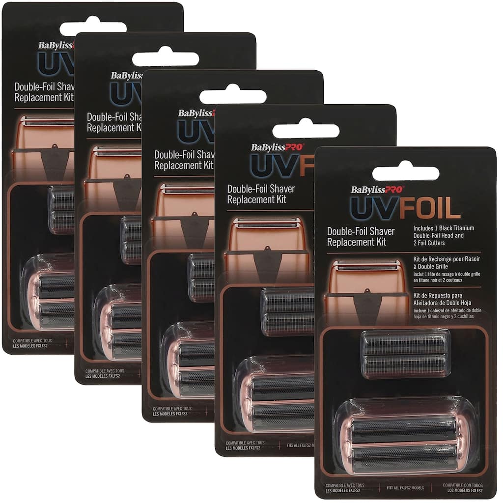 5x BaByliss Pro UVFOIL Double-Foil Shaver Replacement Kit (Double-Foil & 2 Cutters) - Rose Gold #FXLRF2RG