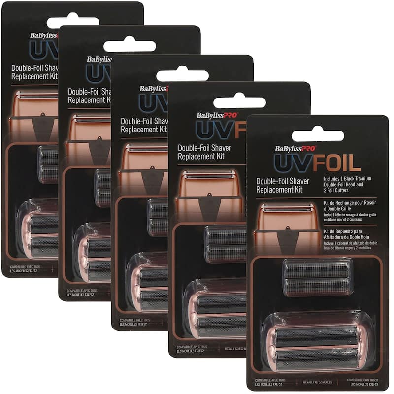 5x BaByliss Pro UVFOIL Double-Foil Shaver Replacement Kit (Double-Foil & 2 Cutters) - Rose Gold #FXLRF2RG - Rose Gold