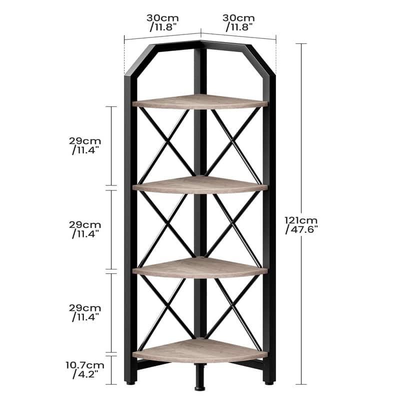 47.6" Corner Shelf - 11.8"D x 11.8"W x 47.6"H