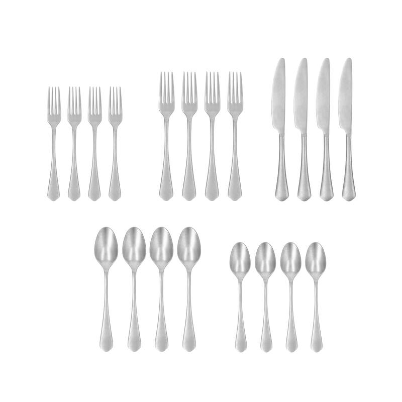 Ellsie 18/10 Stainless Steel, 20PC Flatware Set (Service for 4), Silver