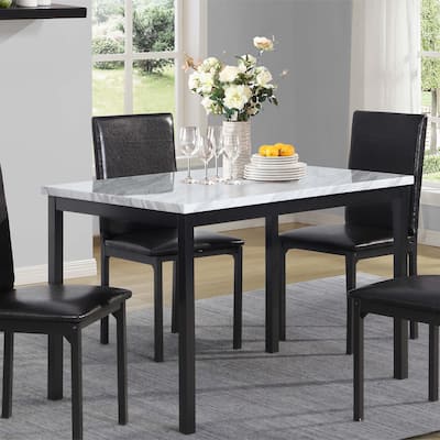 Metal Dining Table with Faux Marble Top,only 1PC table