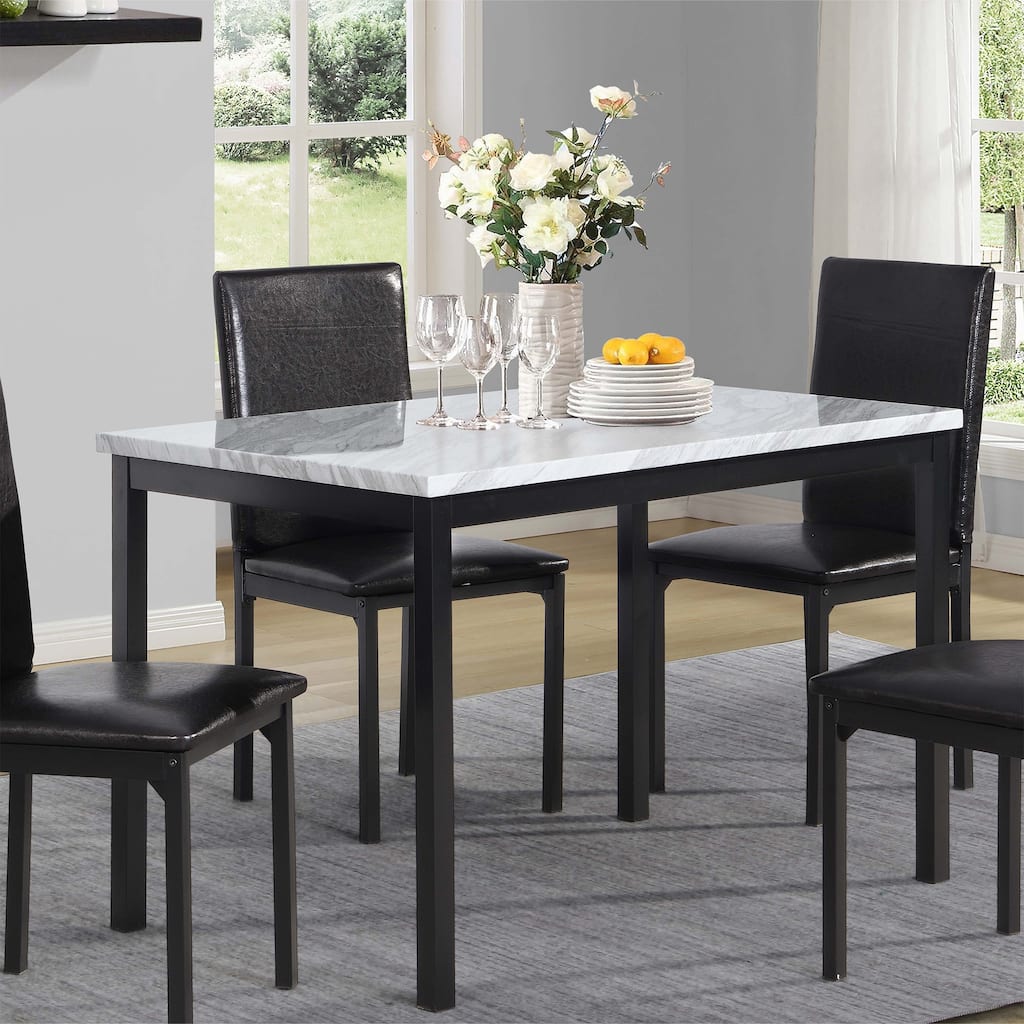 Metal Dining Table with Faux Marble Top,only 1PC table