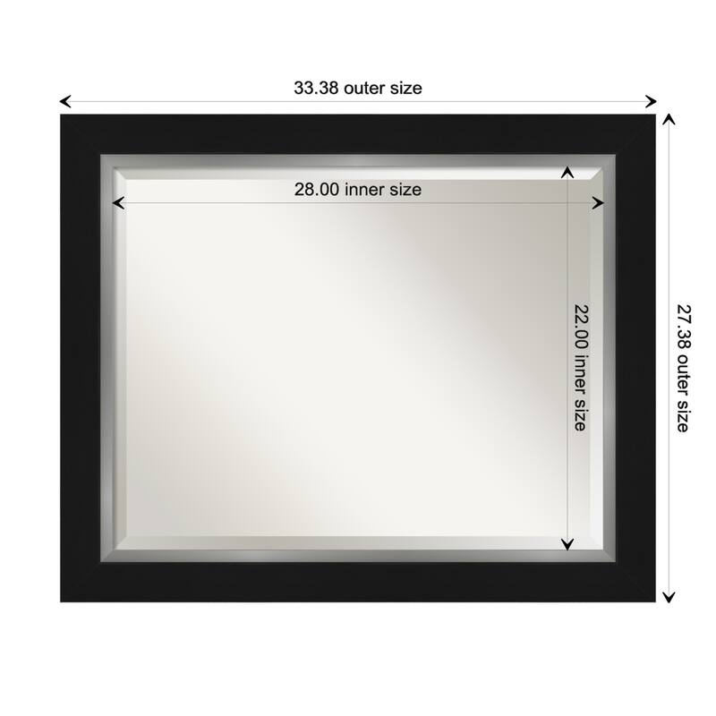 Beveled Wall Mirror - Eva Black Silver Frame - 33.5 x 27.5-inch - Eva Black Silver