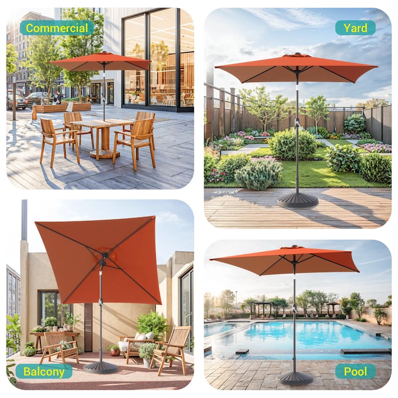 BONOSUKI 6.5x6.5Ft LED Patio Market Umbrella Weather-Resistant Frame