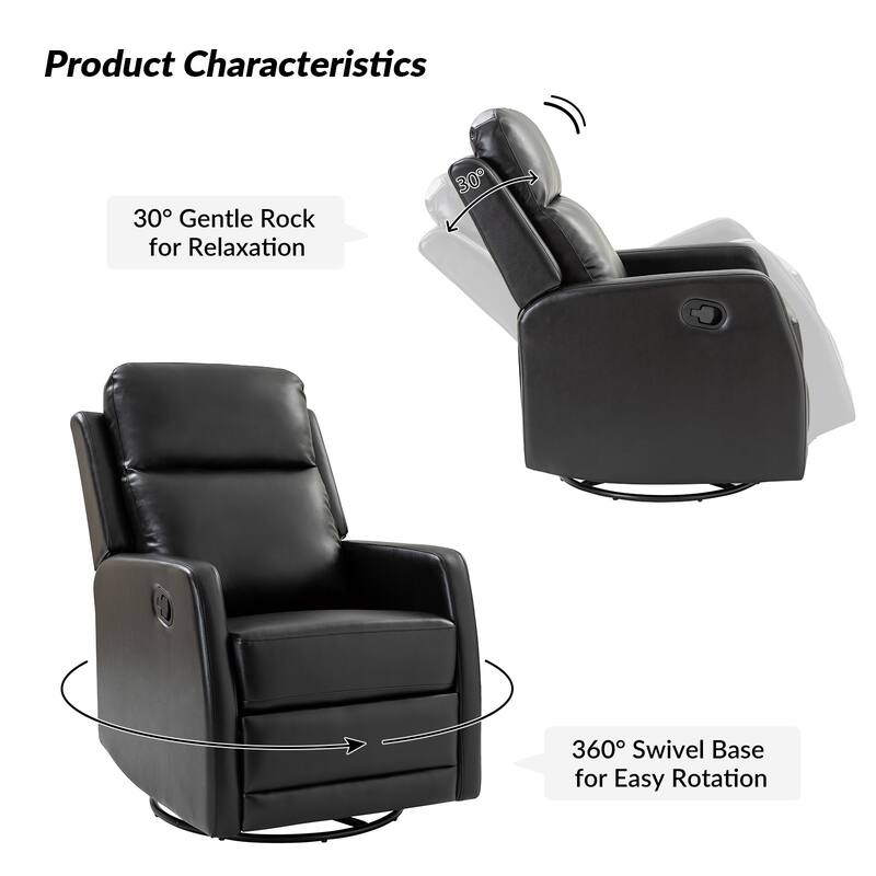 Esteban Modern Faux Leather Manual Rocking Swivel Recliner with Wingback Set of 2