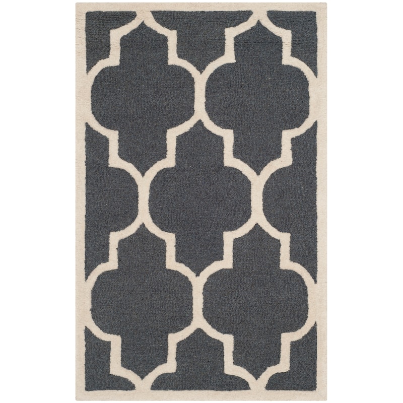 SAFAVIEH Handmade Cambridge Oddny Moroccan Trellis Wool Rug - 2'6" x 4' - Dark Grey/Ivory