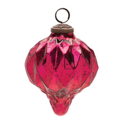 Red Mercury Glass Onion Ornaments Set of 6 for Christmas Tree Decor - 3" x 3" x 4.75"
