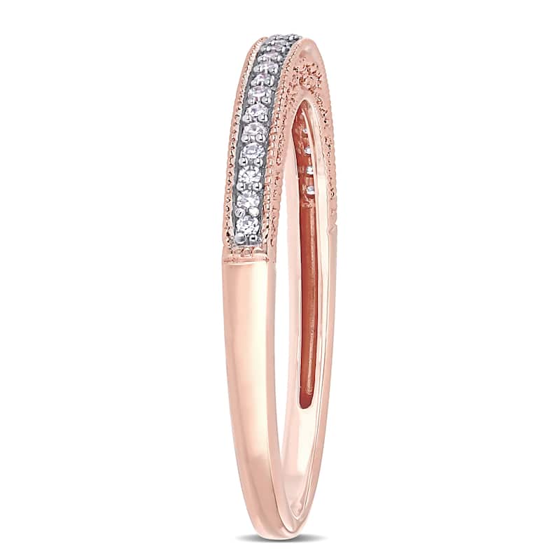 Miadora 10k Rose Gold 1/10ct TDW Diamond Stackable Anniversary Band