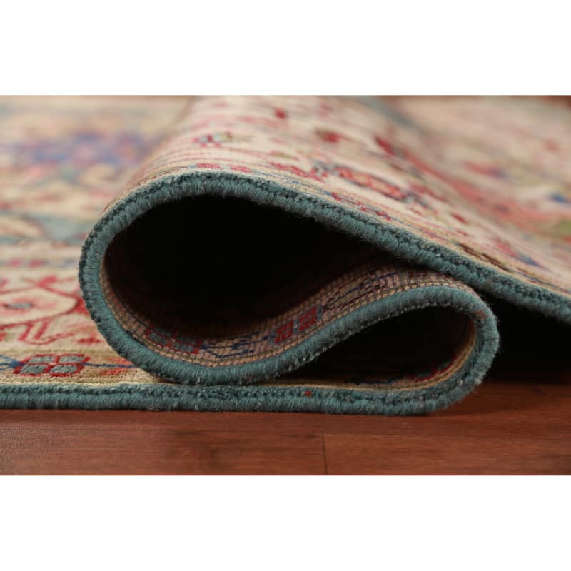 Light Blue Geometric Heriz Serapi Indian Area Rug Handmade Wool Carpet - 8'10"x 11'10"