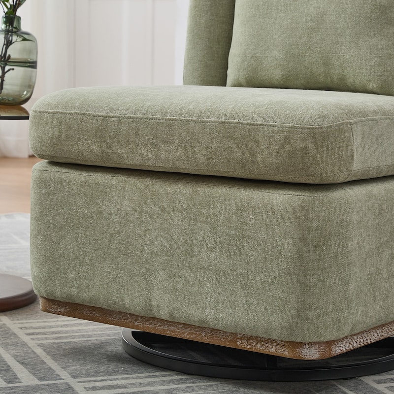 25" Seat Wide Chenille Office Accent Chair with 360° Swivel Metal Base