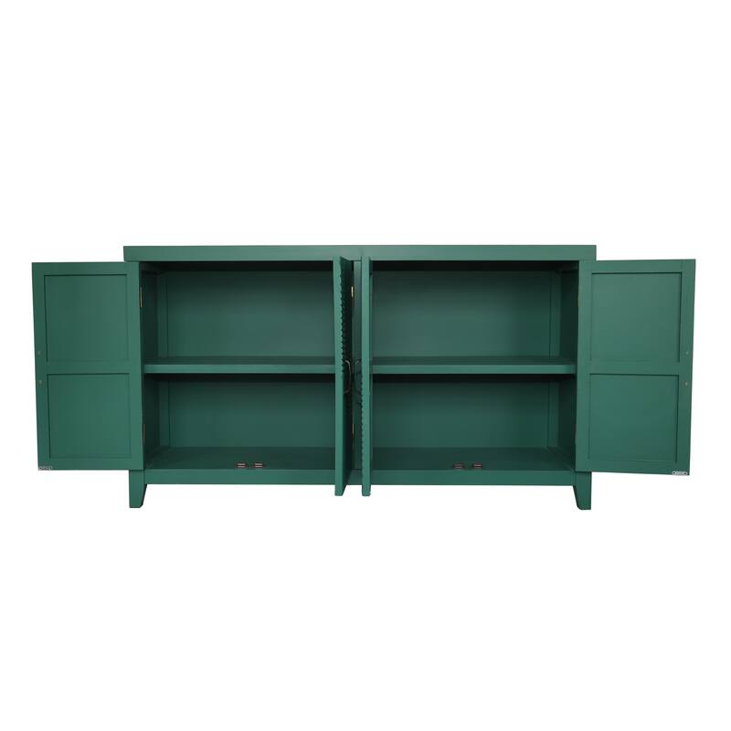 Sideboard Cabinet with 4 Doors & Metal Handles, Wooden Kitchen Pantry Cabinet, Entryway Table with 2 Storage Shelves