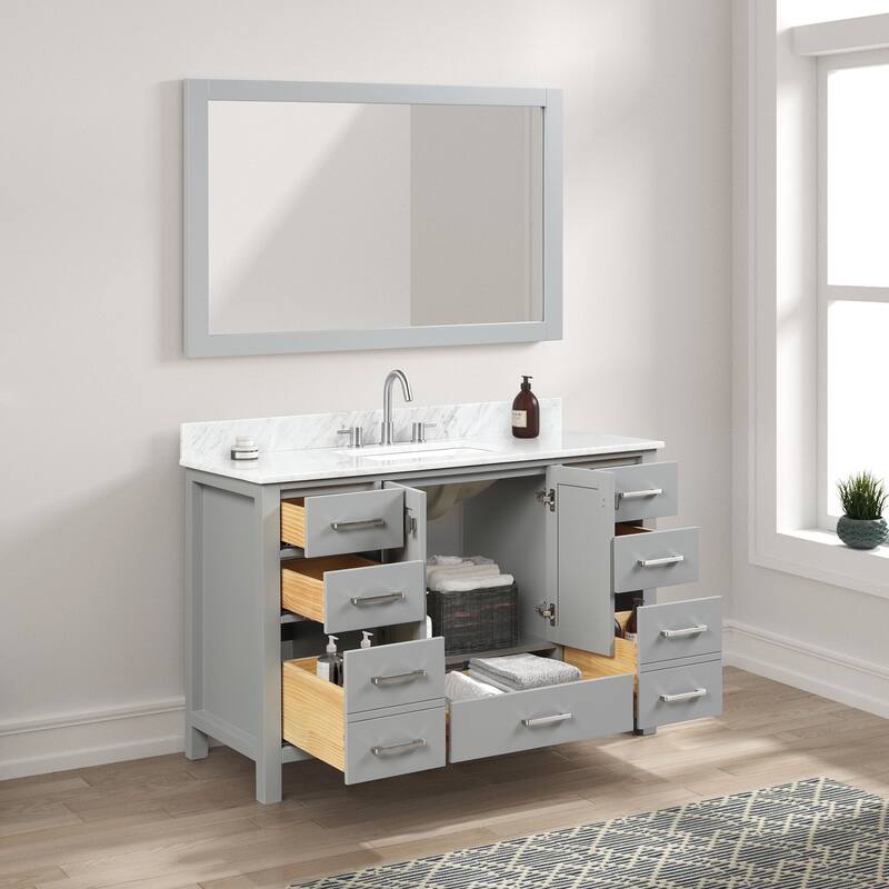 Blossom Geneva 48 Inch Bathroom Vanity with Marble Top, Sink & Mirror