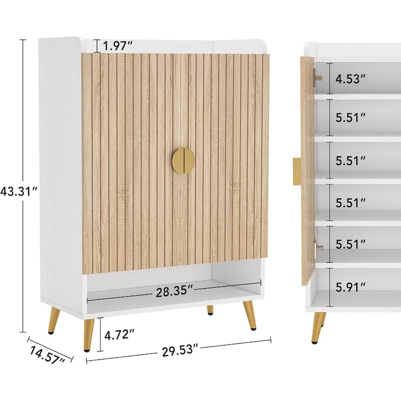 7 Tier Shoe Cabinet with Adjustable Shelves for Entryway Storage 29.5 Inch Height Durable Wooden Organizer for Home and Hallway