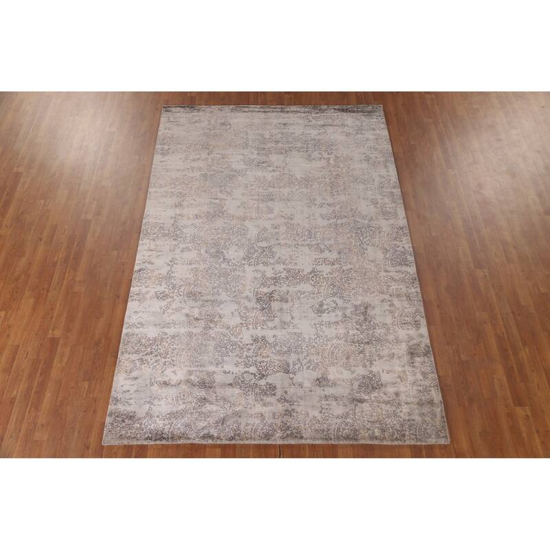All-Over Modern Abstract Area Rug Hand-Knotted Wool Carpet - 6'7" x 9'11"