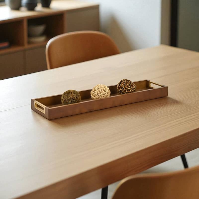 Nyssa Slim Rectangular Wood Decorative Tray - Brown - Small