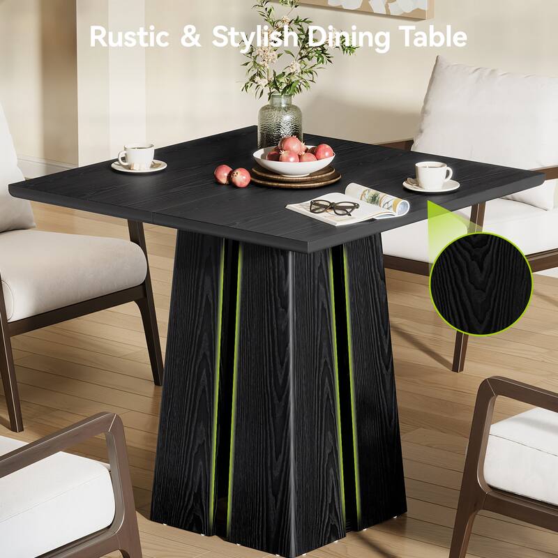31.5'' Rustic Wooden Square Dining Table with Pedestal Base - 31.5 Inch
