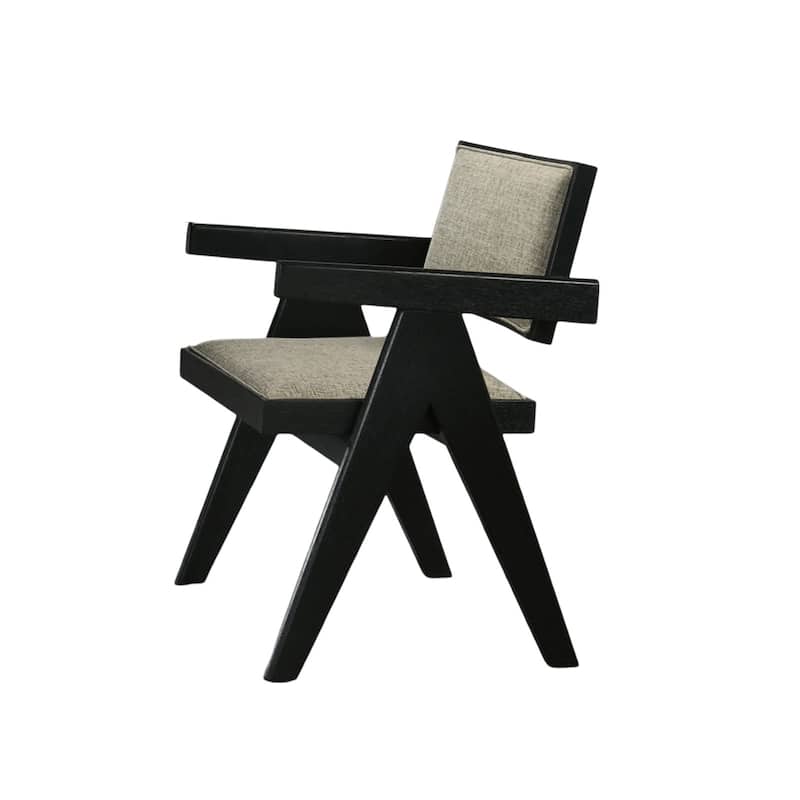 Dining Room Arm Chairs Upholstery Seat 2pc Dining Arm Chairs - Black,Light Grey