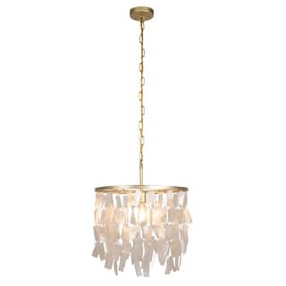 Marina Metal and Natural Capiz Chandelier Style Pendant Ceiling Light