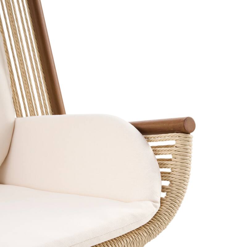 Christopher Knight Home - Outdoor Rocking Chair with PE Rattan and Wooden Side Table Set