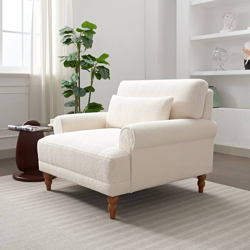 Accent chair, Elegant Circular Armrests, Ergonomic Lumbar Support, Vintage Roman Column Legs, for Living room,Bedroom