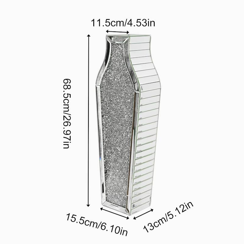 Tall Sparkling Crushed Diamond Floor Vase