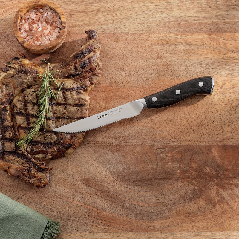 JoyJolt 4-Piece Steak Knife High Carbon Steel Kitchen Knife - Stainless Steel