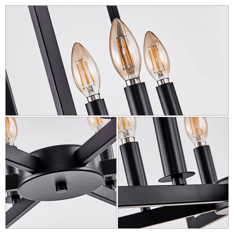 21" Modern Black Geometric 6-Light Chandelier-Industrial Metal Pendant Light Fixture