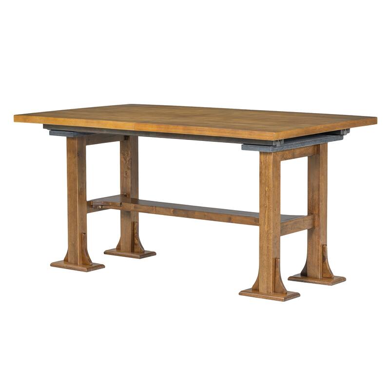 Farmhouse Style 6-Piece Extendable Dining Table Set with Removable Leaf and 4 Upholstered Chair and Bench