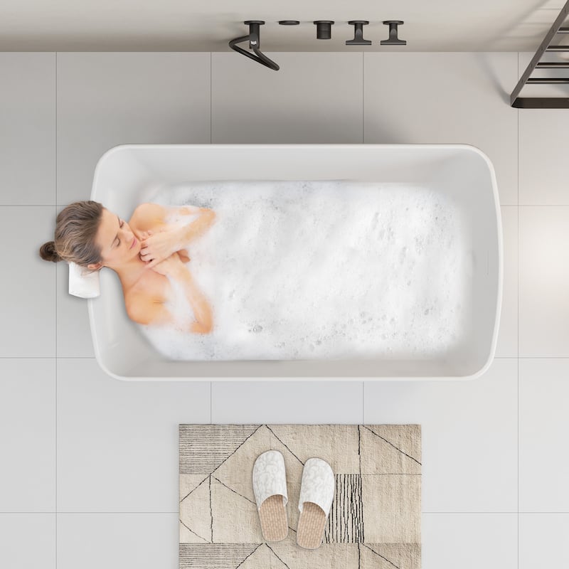 49 in. x 28 in. Acrylic Freestanding Flatbottom Soaking Bathtub