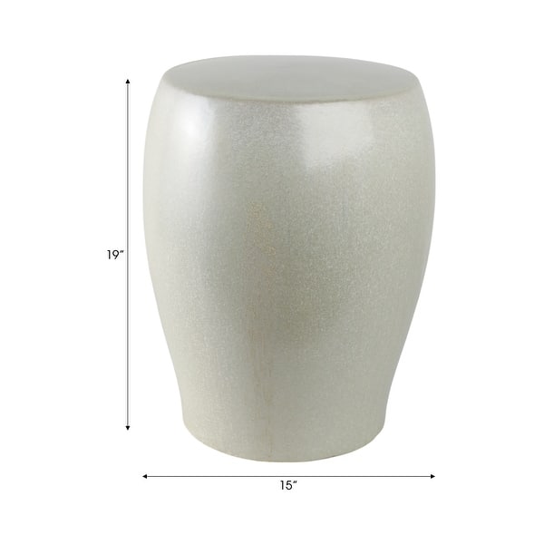 Garden Stool - Ceramic Minimalist Round - Ivory, 19"