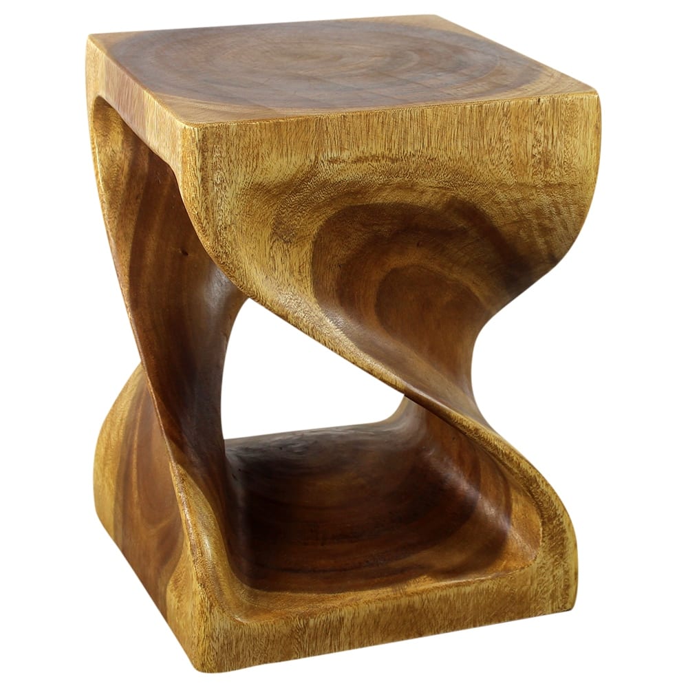 Haussmann® Wood Twist End Table 15 x 15 x 20 inch High Oak Oil - 15 x 15 x 20