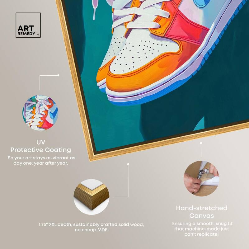 Colorful Sneaker Jump Canvas by Art Remedy