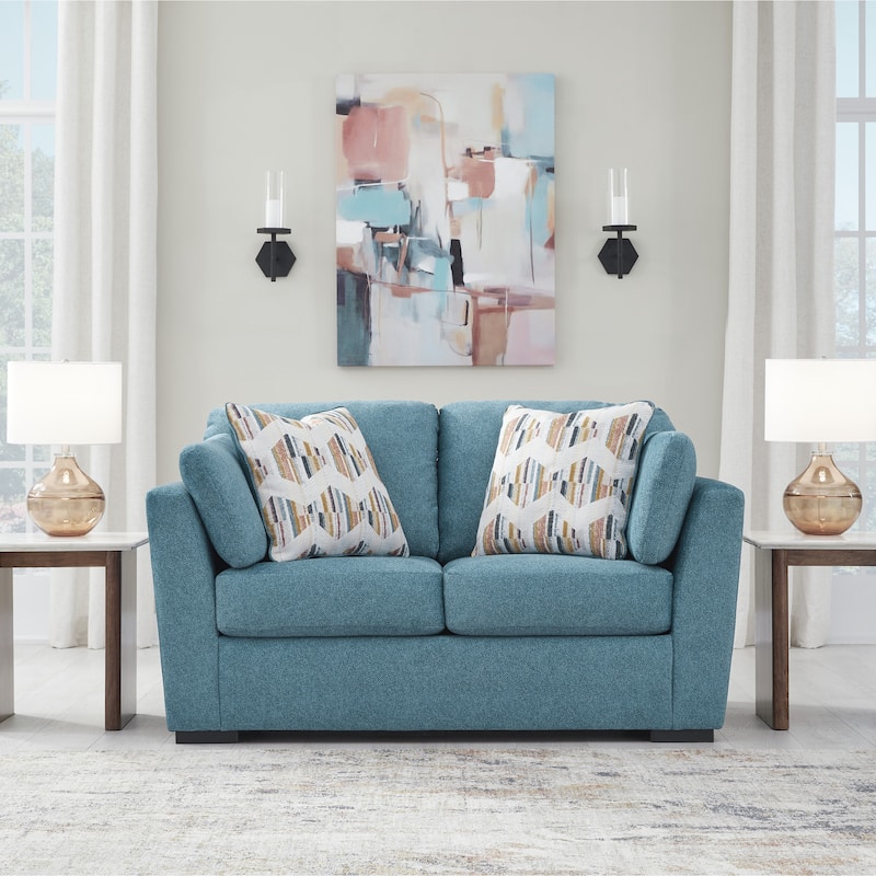Roundhill Furniture Clareen 4-Piece Living Room Set, Sofa Loveseat Cutler Chair and Ottoman