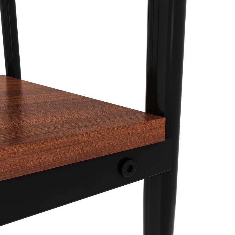 Set of 2, Rectangle End Table, Tempered Glass Tabletop with MDF layer, Modern Table for Living Room