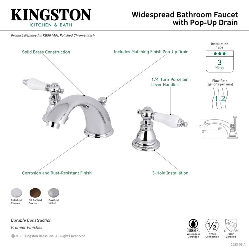 Kingston Brass American Patriot 8 in. Widespread Bathroom Faucet