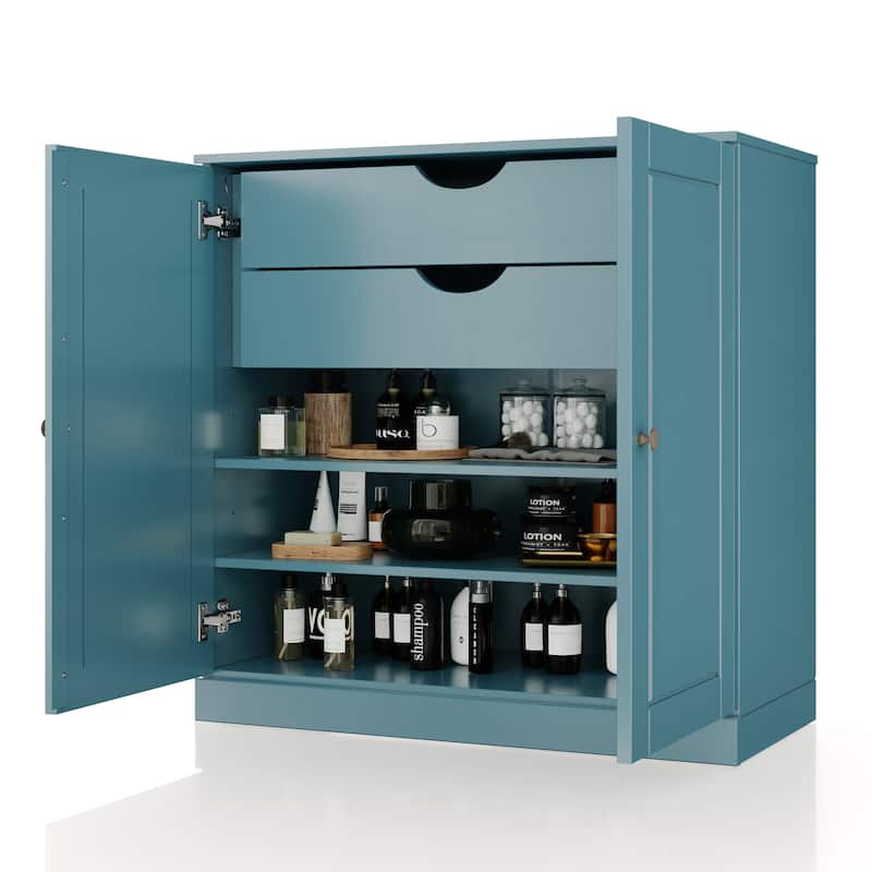 Palace Imports 100% Solid Wood 32" Bathroom Cabinet with Solid Doors, 2-Drawers and Adjustable Shelves